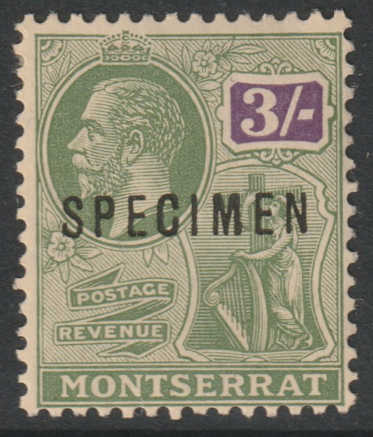 Montserrat 1922 KG5 Multiple Script 3s overprinted SPECIMEN with gum and only about 400 produced SG 81s, stamps on specimens