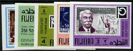 Fujeira 1972 Philympia Stamp Exhibition imperf set of 5 (Mi 1457-61B) unmounted mint, stamps on postal, stamps on stamp on stamp, stamps on scouts     olympics     sport     space      personalities    napoleon    stamp exhibitions, stamps on stamponstamp