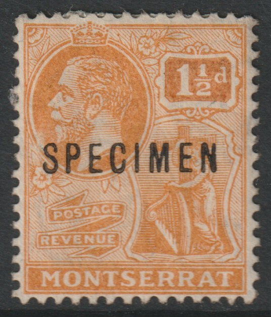 Montserrat 1922 KG5 Multiple Script 1.5d overprinted SPECIMEN with gum and only about 400 produced SG 67s, stamps on specimens