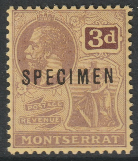 Montserrat KG5 (wmk ???) 3d overprinted SPECIMEN with gum and only about 400 produced , stamps on specimens