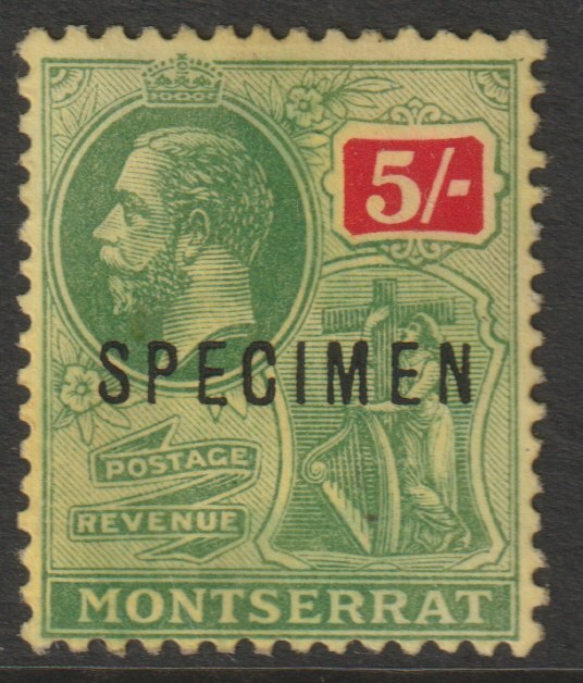 Montserrat KG5 (wmk ???) 5s overprinted SPECIMEN with gum and only about 400 produced , stamps on specimens