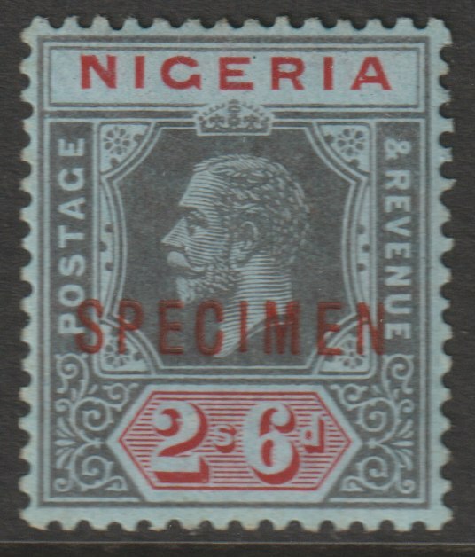 Nigeria 1914 KG5 MCA 2s6d overprinted SPECIMEN fine with gum and only about 400 produced SG 9s, stamps on specimens