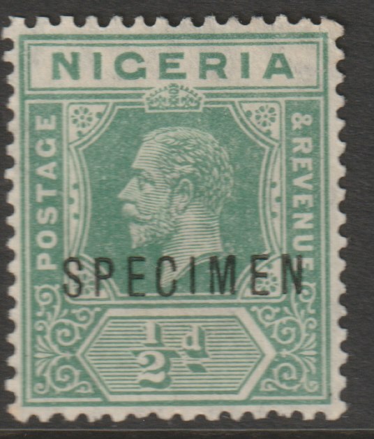 Nigeria 1921 KG5 Multiple Script 1/2d overprinted SPECIMEN with gum and only about 400 produced SG 15s, stamps on specimens