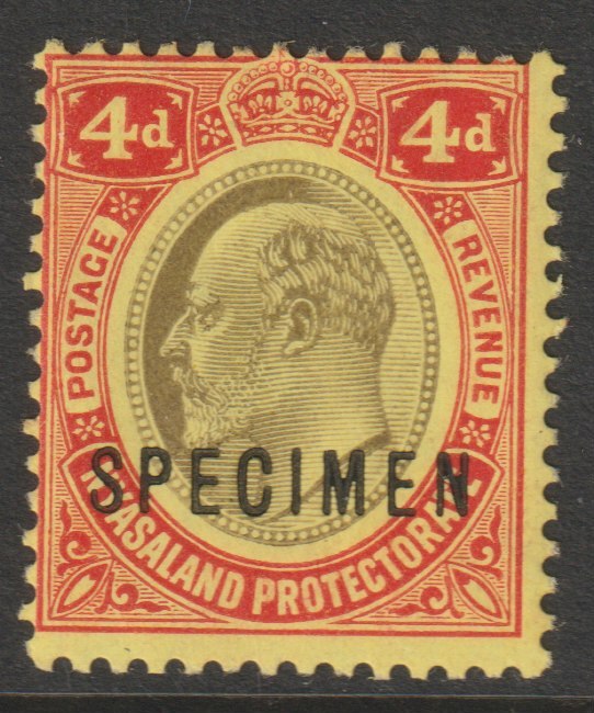 Nyasaland 1908 KE7 Crown CA 4d overprinted SPECIMEN with gum and only about 400 produced SG 76s, stamps on specimens