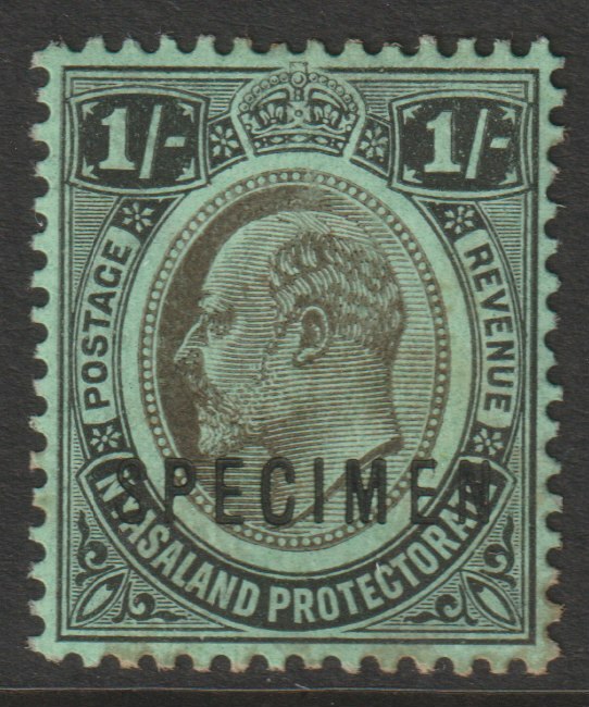 Nyasaland 1908 KE7 MCA 1s overprinted SPECIMEN with gum but few tones, only about 400 produced SG 72s, stamps on , stamps on  stamps on specimens