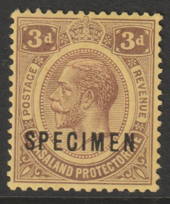 Nyasaland 1913 KG5 Crown CA 3d overprinted SPECIMEN with gum and only about 400 produced SG 90s, stamps on , stamps on  stamps on specimens