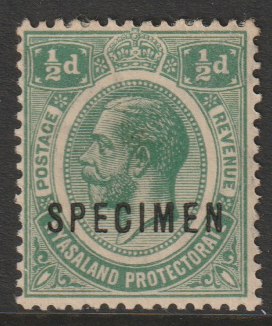 Nyasaland 1921 KG5 Multiple Script 1/2d overprinted SPECIMEN with gum but overall toning, only about 400 produced SG 100s, stamps on , stamps on  stamps on specimens