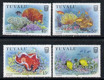 Tuvalu 1988 Coral Reef #2 perf set of 4 unmounted mint, SG 498-501*, stamps on coral, stamps on marine-life