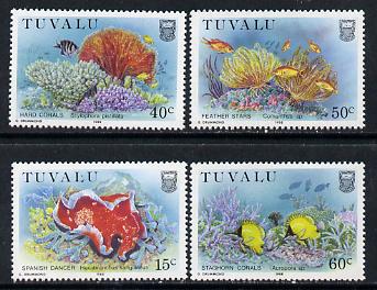 Tuvalu 1988 Coral Reef #2 perf set of 4 unmounted mint, SG 498-501*, stamps on , stamps on  stamps on coral, stamps on  stamps on marine-life