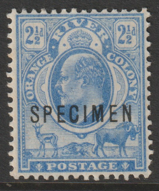 Orange River Colony 1903 KE7 Crown CA 2.5d overprinted SPECIMEN with gum and only about 750 produced SG 142s, stamps on specimens