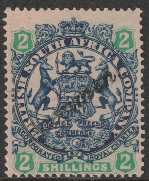 Rhodesia 1896 Arms die II - 2s overprinted SPECIMEN (locally) fine with gum as SG47s, stamps on specimens