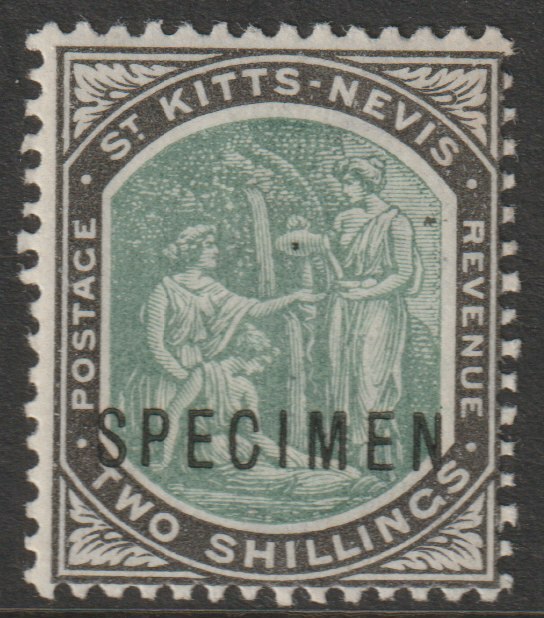 St Kitts-Nevis 1903 Columbus & Medicinal Spring Issue Crown CA 2s overprinted SPECIMEN fine with gum, only 750 produced SG 8s, stamps on specimens