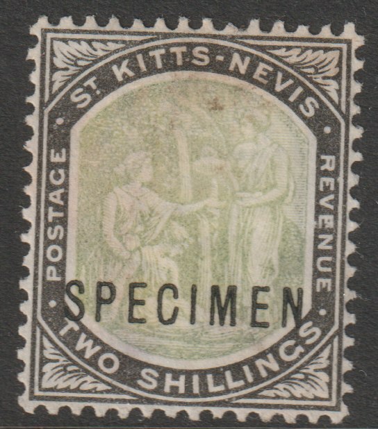 St Kitts-Nevis 1903 Columbus & Medicinal Spring Issue Crown CA 2s overprinted SPECIMEN without gum, only 750 produced SG 8s, stamps on , stamps on  stamps on specimens