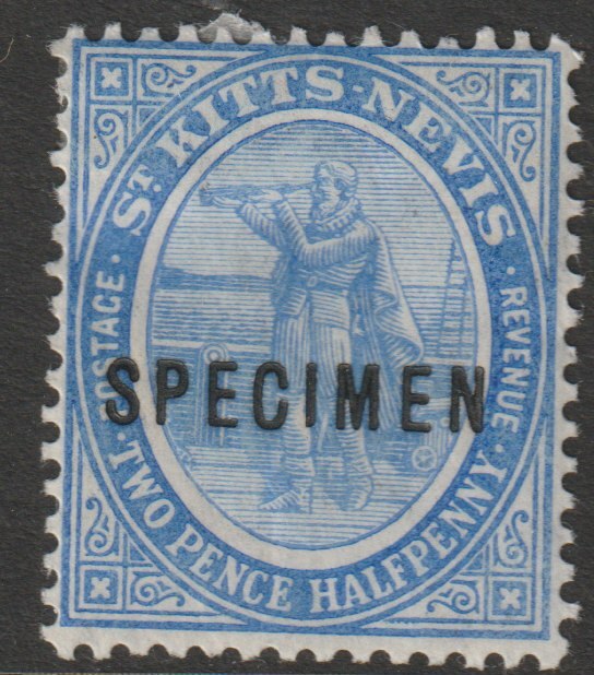 St Kitts-Nevis 1905 Columbus & Medicinal Spring Issue MCA 2.5d overprinted SPECIMEN fine with gum, only 750 produced SG 17s, stamps on , stamps on  stamps on specimens