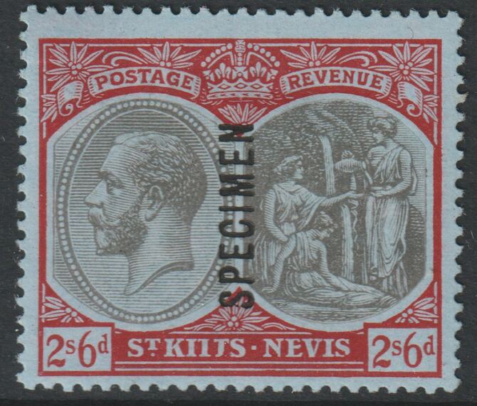 St Kitts-Nevis 1920 KG5 Pictorial MCA 2s6d overprinted SPECIMEN with gum, only about 400 produced SG33s, stamps on , stamps on  stamps on specimens