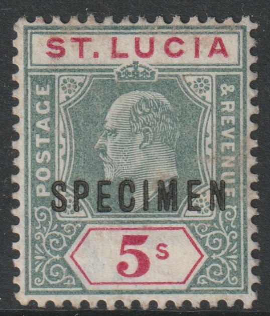 St Lucia 1912 KG5 MCA 1s overprinted SPECIMEN with gum, only about 400 produced SG 85s, stamps on specimens