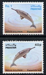 Pakistan 1982 Wildlife Protection (8th Series) Indus Dolphin set of 2 unmounted mint, SG 581-82, stamps on , stamps on  stamps on whales, stamps on  stamps on dolphins