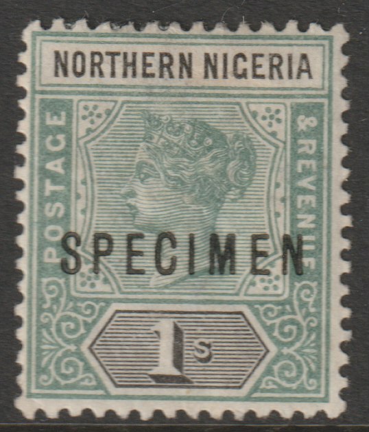 Northern Nigeria 1900 QV  Key Plate Crown CA 1s overprinted SPECIMEN poor gum and small thin, only about 750 produced, SG 7s, stamps on , stamps on  stamps on specimens