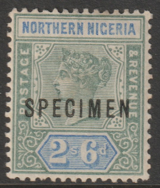 Northern Nigeria 1900 QV  Key Plate Crown CA 2s6d overprinted SPECIMEN with gum and only about 750 produced, SG 8s, stamps on , stamps on  stamps on specimens