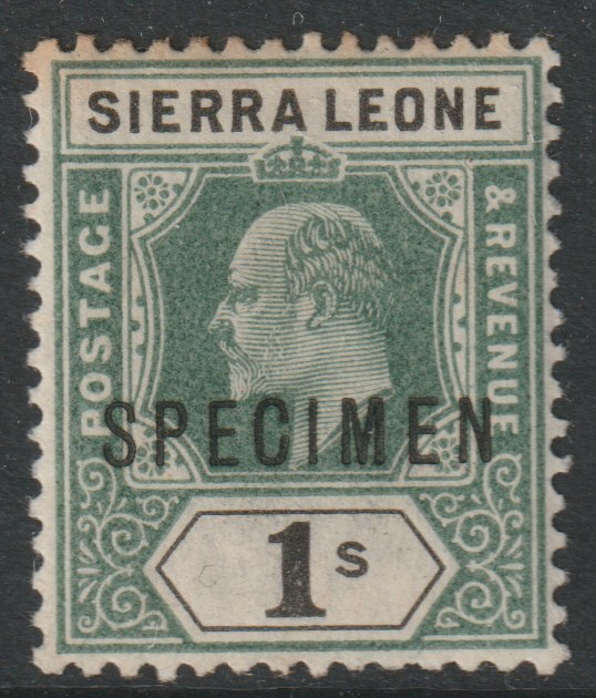 Sierra Leone 1903 KE7  Key Plate Crown CA 1s overprinted SPECIMEN with gum but light toning, only about 750 produced, SG82s, stamps on , stamps on  stamps on specimens