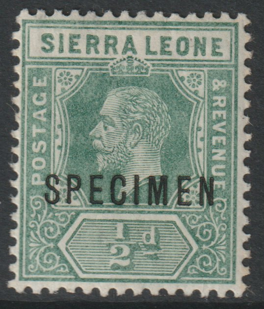 Sierra Leone 1912 KG5  Key Plate MCA 1/2d overprinted SPECIMEN with gum, only about 400 produced, SG112s, stamps on , stamps on  stamps on specimens