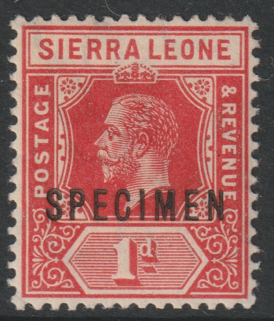 Sierra Leone 1912 KG5  Key Plate MCA 1d overprinted SPECIMEN with gum, only about 400 produced, SG113s, stamps on , stamps on  stamps on specimens