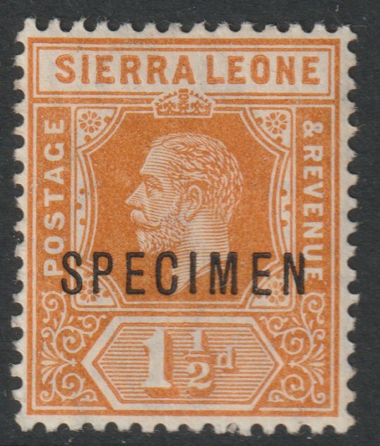 Sierra Leone 1912 KG5  Key Plate MCA 1.5d overprinted SPECIMEN with gum, only about 400 produced, SG114s, stamps on , stamps on  stamps on specimens