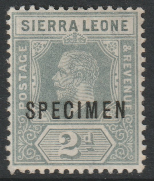 Sierra Leone 1912 KG5  Key Plate MCA 2d overprinted SPECIMEN with gum, only about 400 produced, SG115s, stamps on specimens