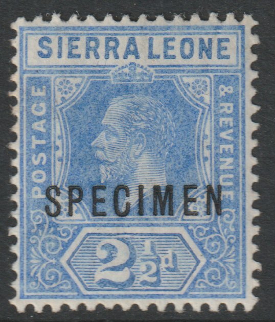 Sierra Leone 1912 KG5  Key Plate MCA 2.5d overprinted SPECIMEN with gum, only about 400 produced, SG116s, stamps on specimens