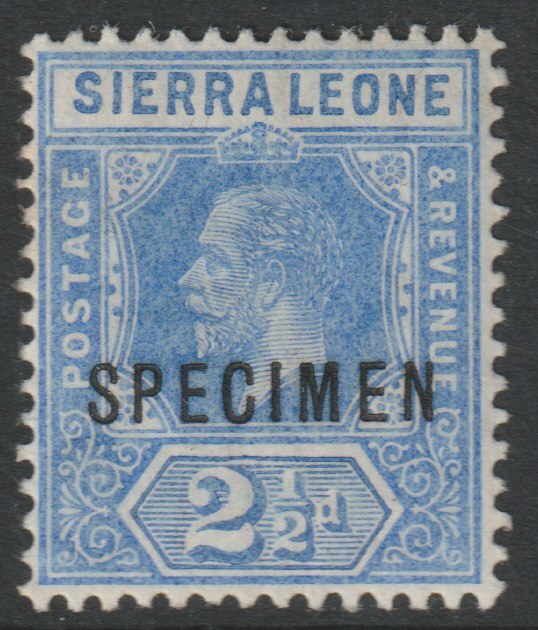 Sierra Leone 1912 KG5  Key Plate MCA 2.5d overprinted SPECIMEN with gum, only about 400 produced, SG116s, stamps on , stamps on  stamps on specimens