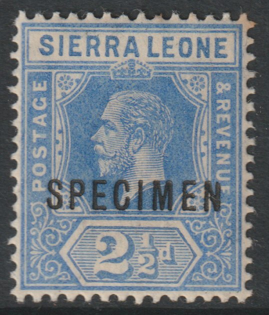 Sierra Leone 1912 KG5  Key Plate MCA 2.5d overprinted SPECIMEN with gum but small tonre spot, only about 400 produced, SG116s, stamps on specimens