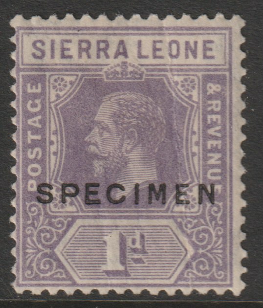 Sierra Leone 1921 KG5  Key Plate Multiple Script 1d overprinted SPECIMEN with gum, only about 400 produced, SG132s, stamps on , stamps on  stamps on specimens