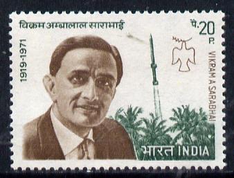 India 1972 First Death Anniversary of Vikram A Saranhai (Scientist) unmounted mint SG 670*, stamps on , stamps on  stamps on science     personalities    death