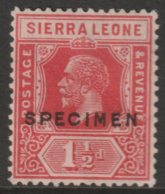 Sierra Leone 1921 KG5  Key Plate Multiple Script 1.5d overprinted SPECIMEN with gum, only about 400 produced, SG133s, stamps on , stamps on  stamps on specimens