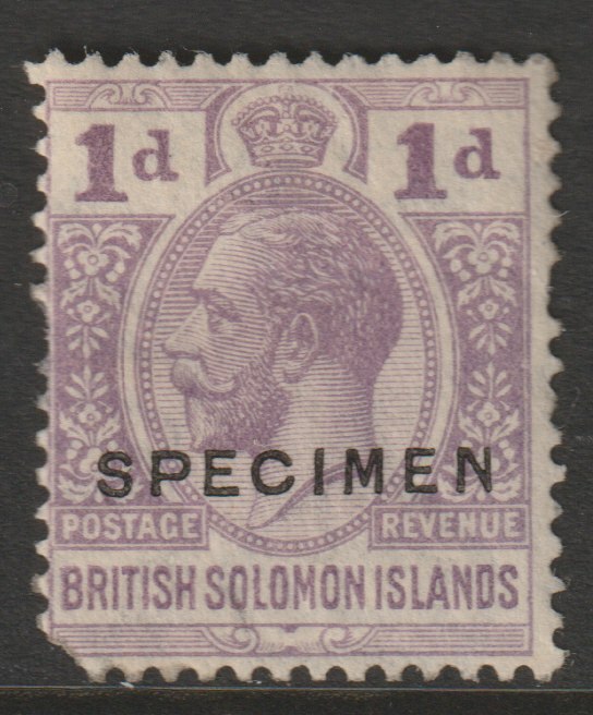 Solomon Islands 1922 KG5 Multiple Script 1d overprinted SPECIMEN with gum, but corner fault only about 400 produced SG41s, stamps on , stamps on  stamps on specimens