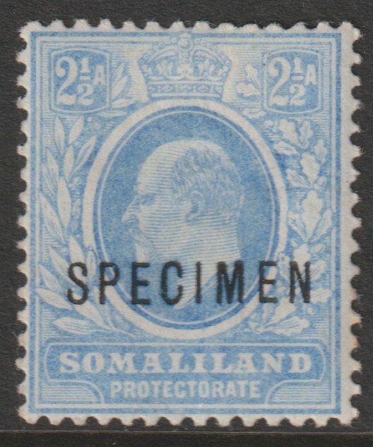 Somaliland 1904 KE7 Crown CA 2.5a overprinted SPECIMEN with gum and only about 750 produced SG35s, stamps on specimens