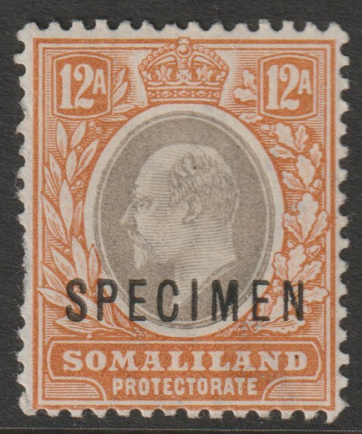 Somaliland 1904 KE7 Crown CA 12a overprinted SPECIMEN with gum and only about 750 produced SG40s, stamps on , stamps on  stamps on specimens