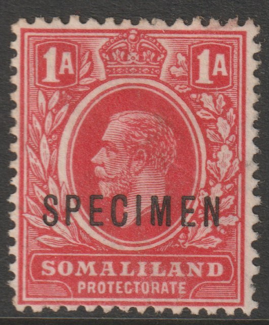 Somaliland 1912 KG5 MCA 1a overprinted SPECIMEN without gum and only about 400 produced SG61s, stamps on specimens