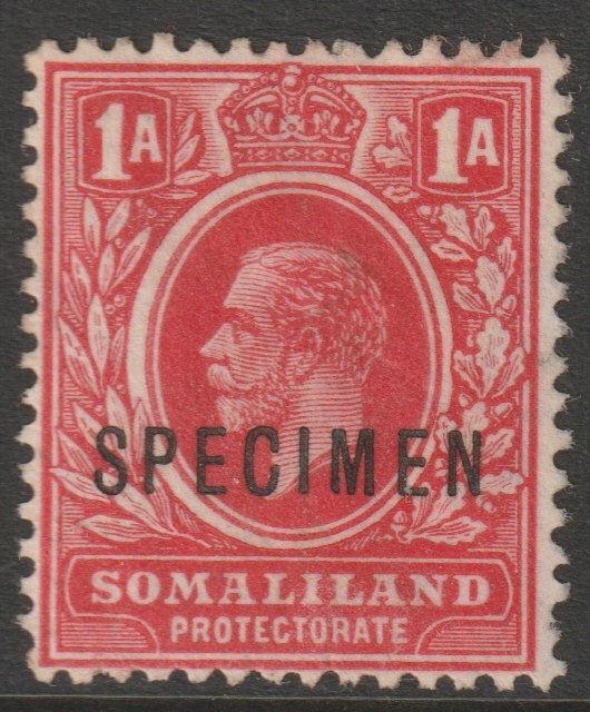 Somaliland 1912 KG5 MCA 1a overprinted SPECIMEN without gum and only about 400 produced SG61s, stamps on specimens
