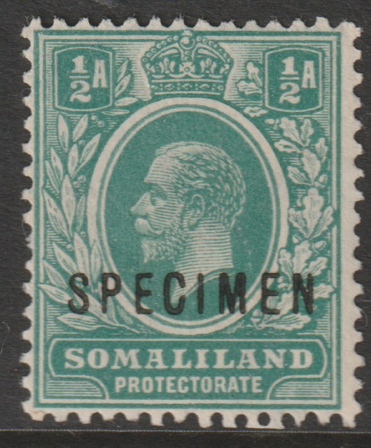Somaliland 1921 KG5 Multiple script 1/2a overprinted SPECIMEN without gum and only about 400 produced SG73s, stamps on , stamps on  stamps on specimens