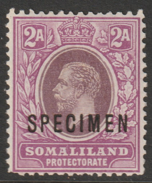 Somaliland 1921 KG5 Multiple script 2a overprinted SPECIMEN with gum and only about 400 produced SG75s, stamps on , stamps on  stamps on specimens