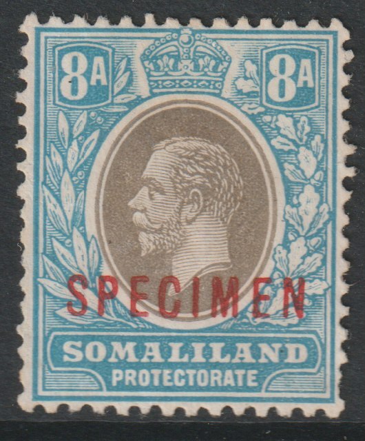 Somaliland 1921 KG5 Multiple script 8a overprinted SPECIMEN without gum and only about 400 produced SG80s, stamps on , stamps on  stamps on specimens