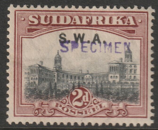 South West Africa 1927 Pictorial 2d (Afrikaans single) handstamped SPECIMEN with gum and only about 400 produced SG 60s, stamps on specimens