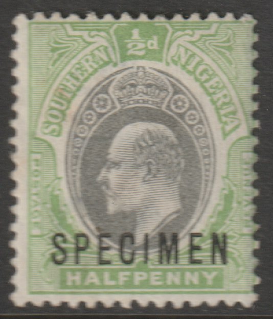 Southern Nigeria 1903 KE7 Crown CA 1/2d overprinted SPECIMEN with gum and only about 750 produced SG 10s, stamps on , stamps on  stamps on specimens