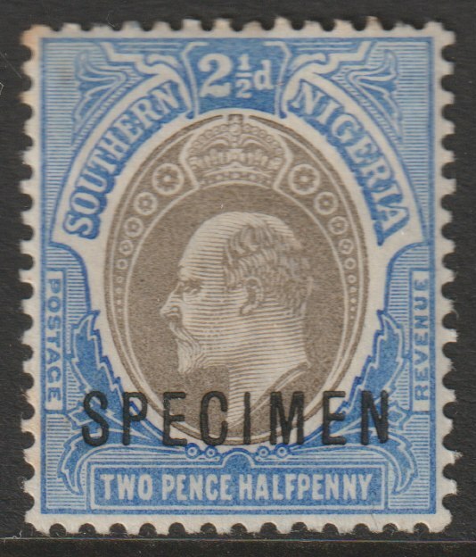 Southern Nigeria 1903 KE7 Crown CA 2.5d overprinted SPECIMEN with gum and only about 750 produced SG 13s, stamps on specimens