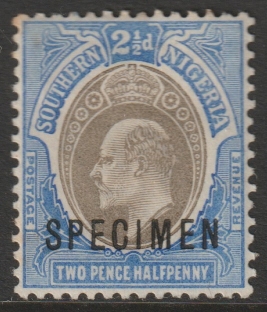 Southern Nigeria 1903 KE7 Crown CA 2.5d overprinted SPECIMEN with gum and only about 750 produced SG 13s, stamps on , stamps on  stamps on specimens