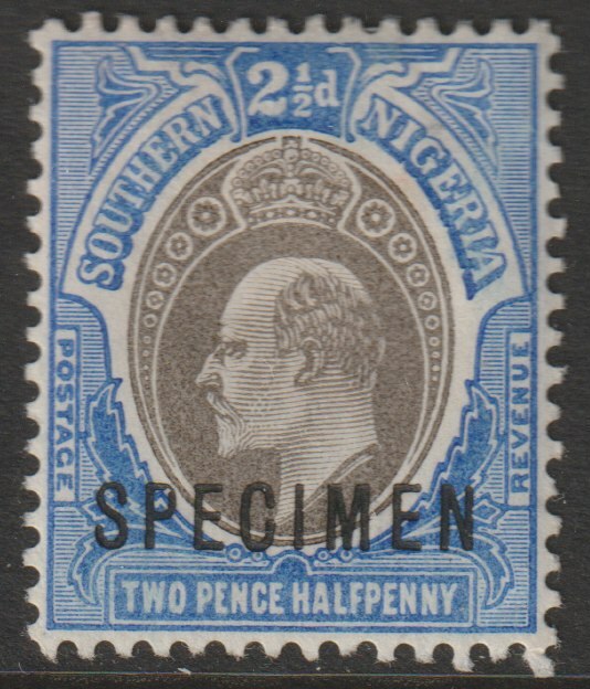 Southern Nigeria 1903 KE7 Crown CA 2.5d overprinted SPECIMEN with gum and only about 750 produced SG 13s, stamps on , stamps on  stamps on specimens