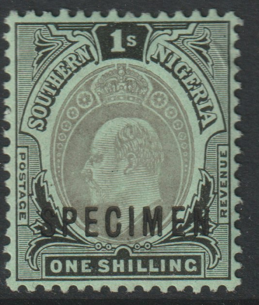 Southern Nigeria 1907 KE7 MCA 1s overprinted SPECIMEN with gum and only about 400 produced SG 40s, stamps on specimens