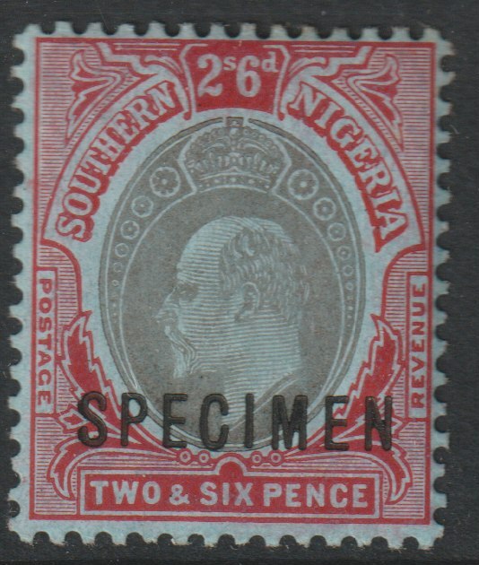 Southern Nigeria 1907 KE7 MCA 2s6d overprinted SPECIMEN with gum and only about 400 produced SG 41s, stamps on specimens