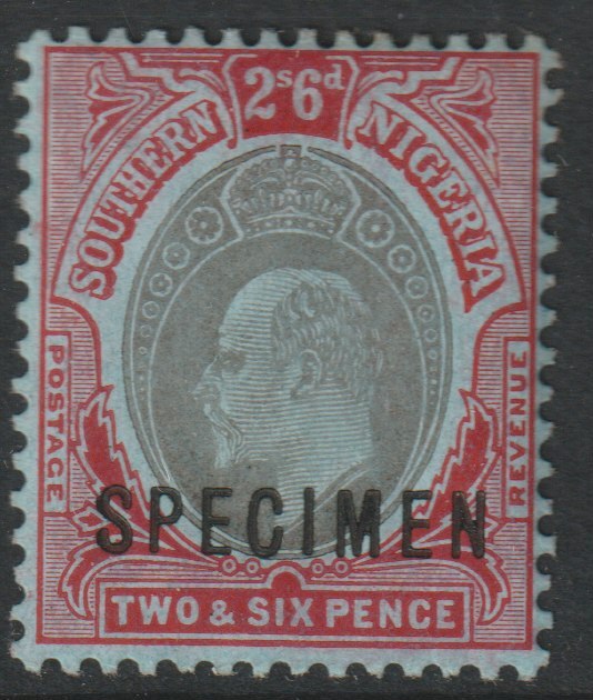 Southern Nigeria 1907 KE7 MCA 2s6d overprinted SPECIMEN with gum and only about 400 produced SG 41s, stamps on , stamps on  stamps on specimens